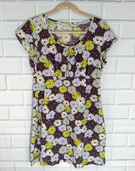 Boden Dresses & Skirts - Boden Green/Purple Floral Cotton Pointelle Dress
